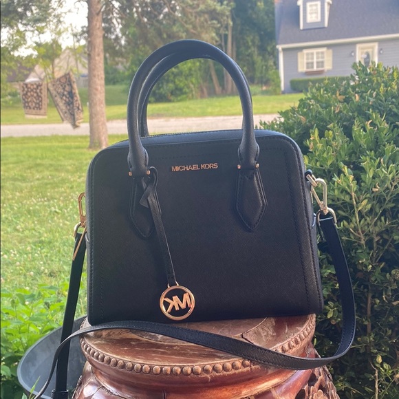 Michael Kors Black Satchel with Gold Charm - Picture 1 of 13